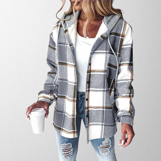 Vienne Hooded Checkered Cardigan