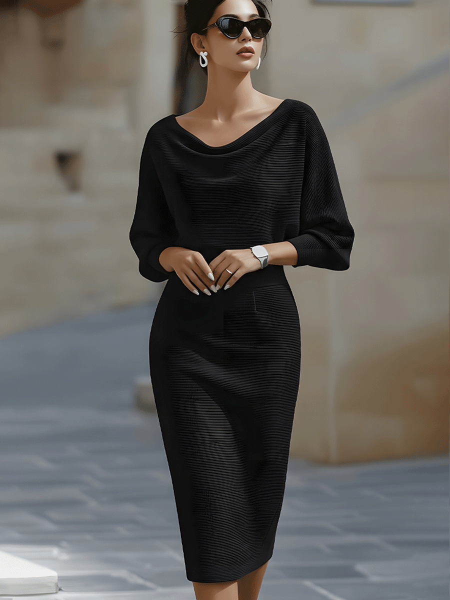 Juliette Draped Batwing Midi Dress