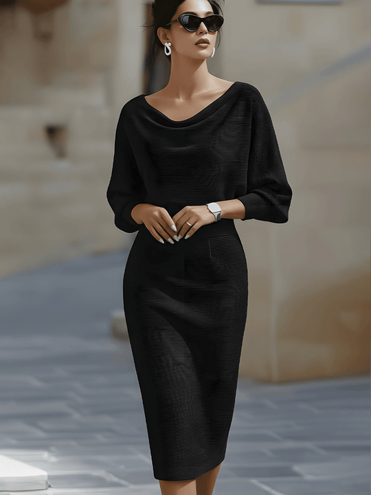 Juliette Draped Batwing Midi Dress