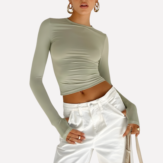 Valiora Long Sleeve Crop Top