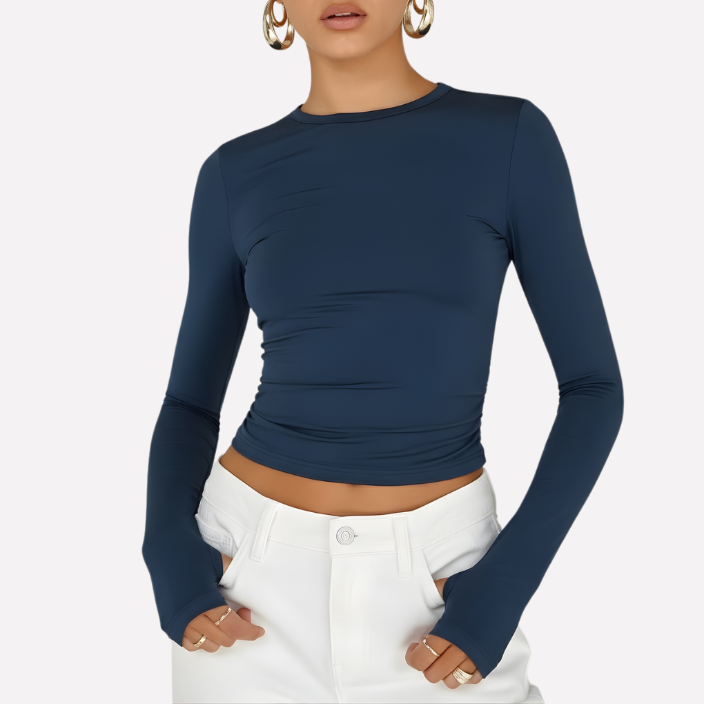 Valiora Long Sleeve Crop Top
