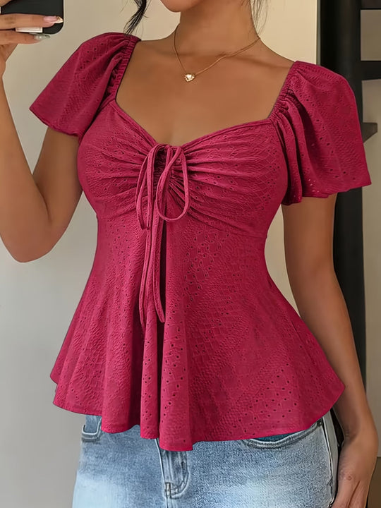Ismerie Breathable V-Neck Drawstring Top