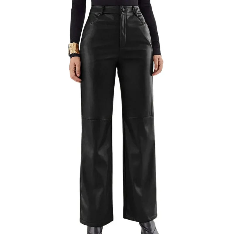 Fiorella High Waisted Leather Look Pants