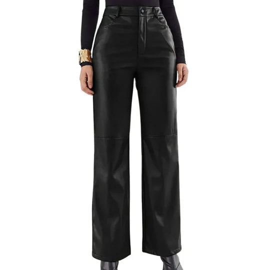 Fiorella High Waisted Leather Look Pants