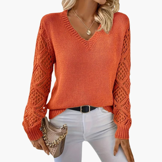 Celoura Fine Knit V-Neck Sweater