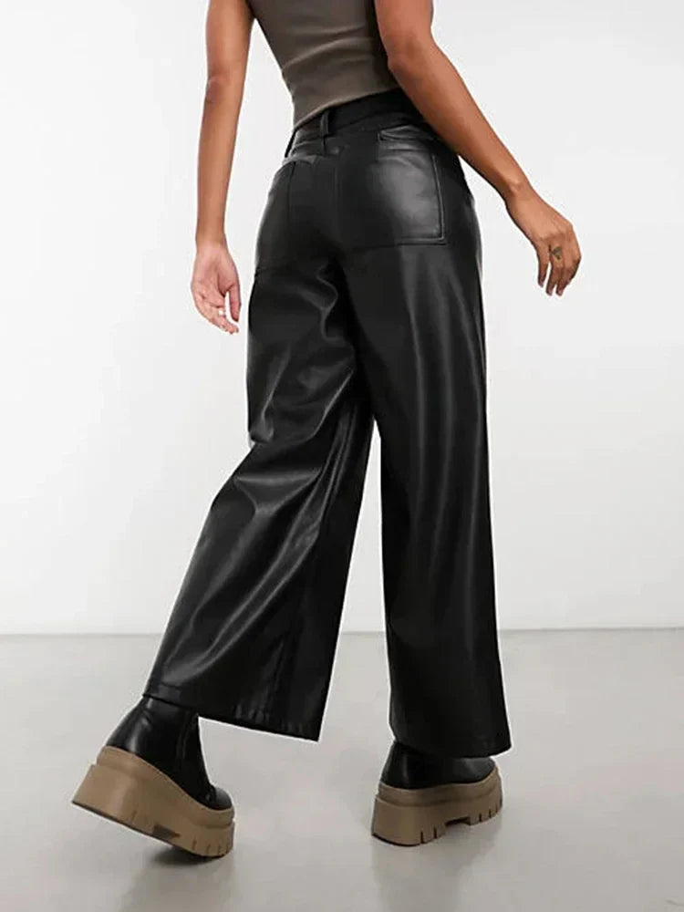Fiorella High Waisted Leather Look Pants