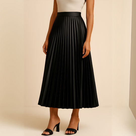 Rosavelle Satin Pleated High Waist Skirt