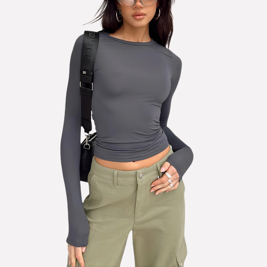 Valiora Long Sleeve Crop Top