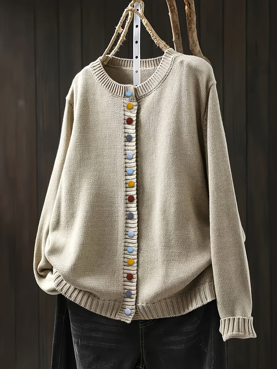 Vivian Decorative Button Design Cardigan