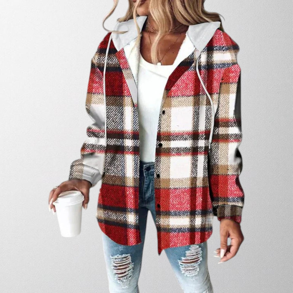 Vienne Hooded Checkered Cardigan