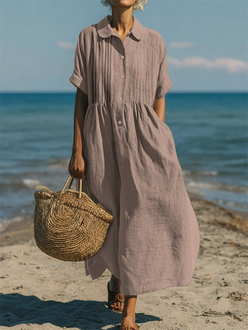 Sophia Collared Button Maxi Dress