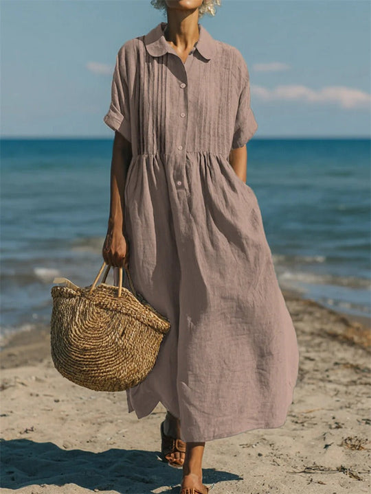Sophia Collared Button Maxi Dress