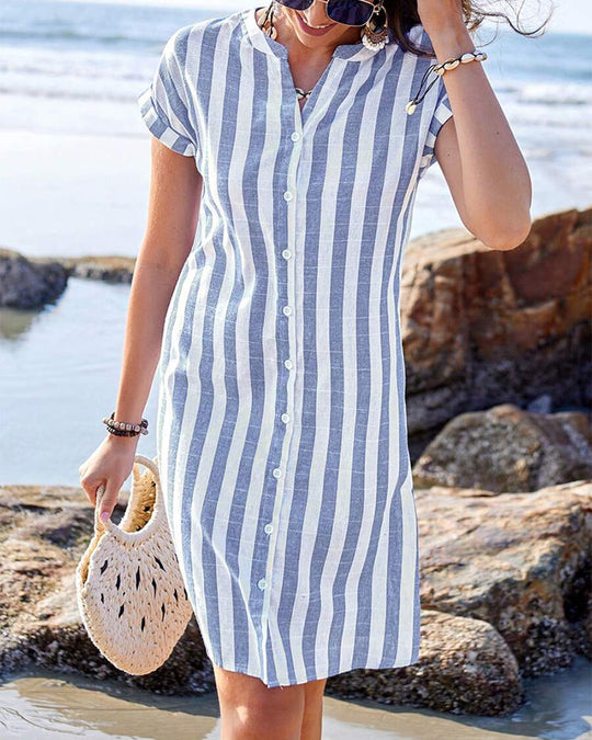 Scarlett Striped Button Midi Dress