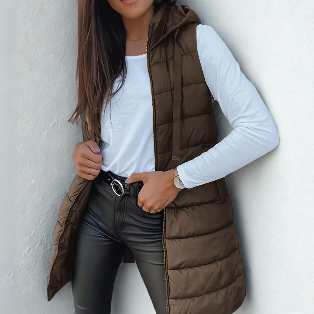 Betty Sleeveless Hooded Long Coat