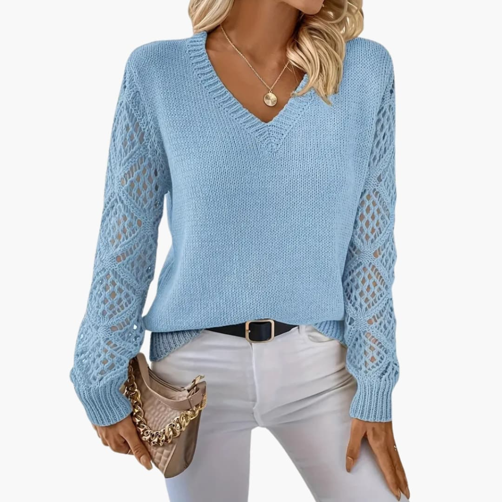 Celoura Fine Knit V-Neck Sweater