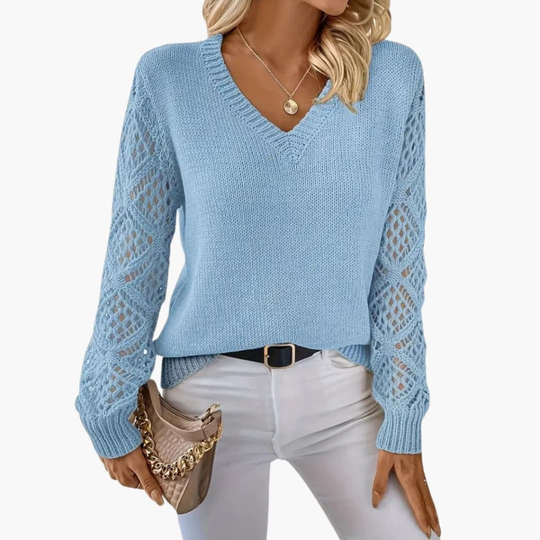Celoura Fine Knit V-Neck Sweater