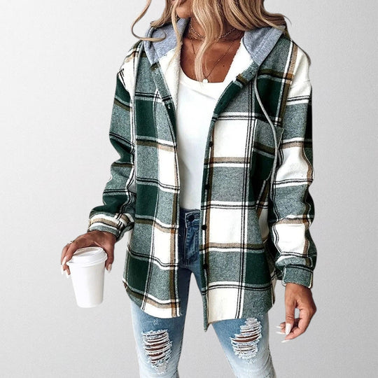 Vienne Hooded Checkered Cardigan