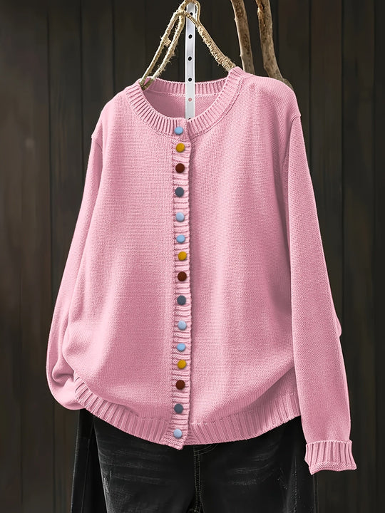 Vivian Decorative Button Design Cardigan