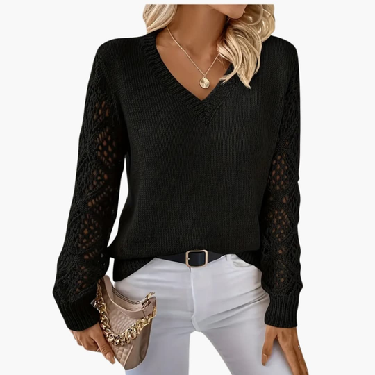 Celoura Fine Knit V-Neck Sweater