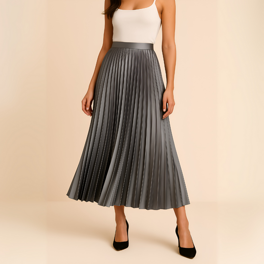 Rosavelle Satin Pleated High Waist Skirt