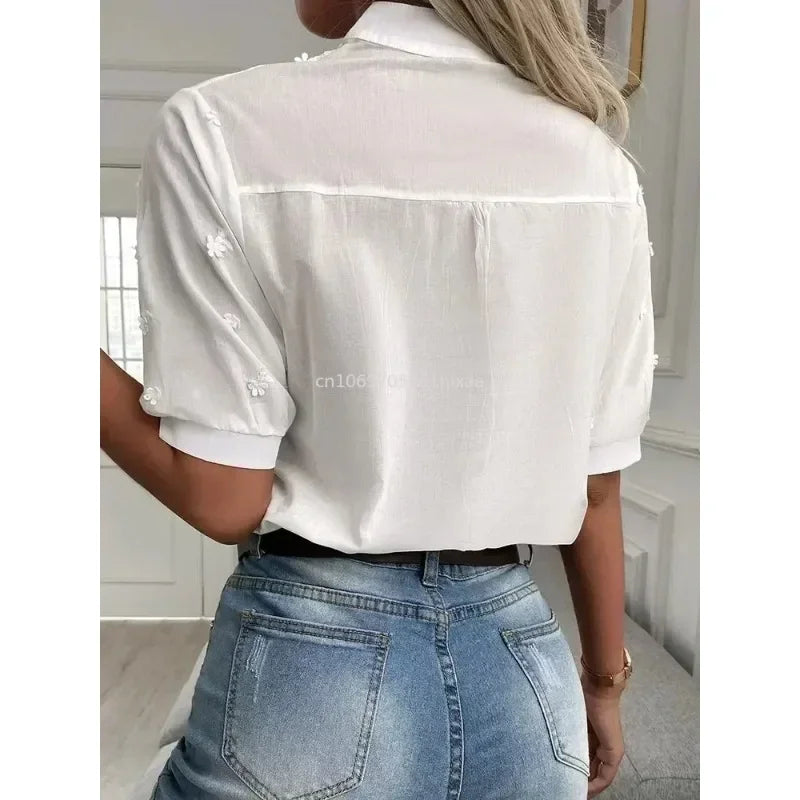 Ursela Embroidery V-Neck Blouse