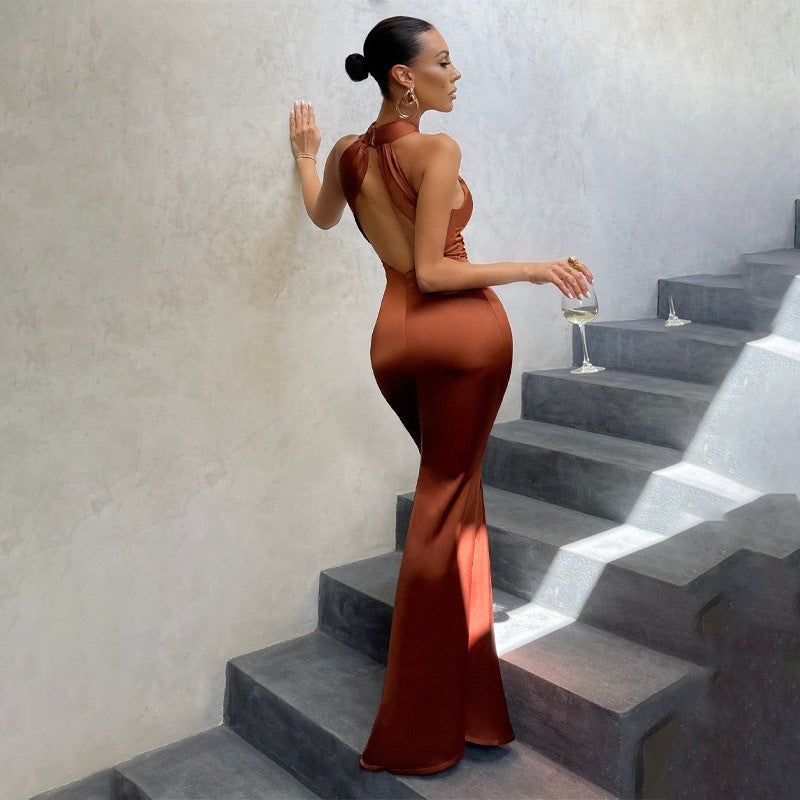 Mila Open Back Fishtail Bodycon Maxi Dress