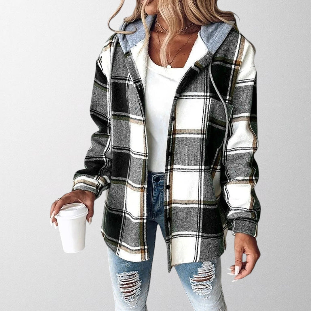 Vienne Hooded Checkered Cardigan
