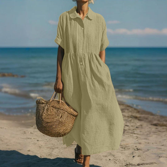 Sophia Collared Button Maxi Dress
