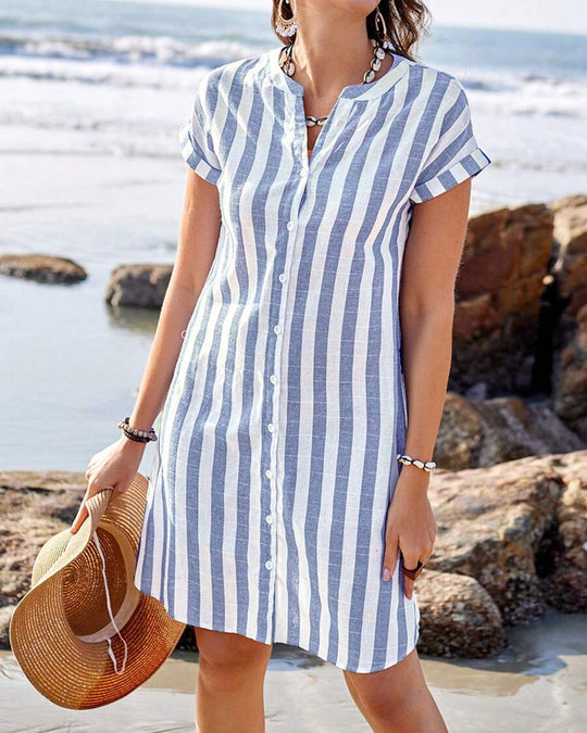 Scarlett Striped Button Midi Dress