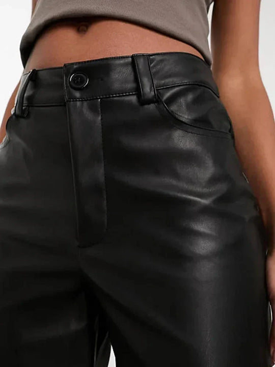 Fiorella High Waisted Leather Look Pants