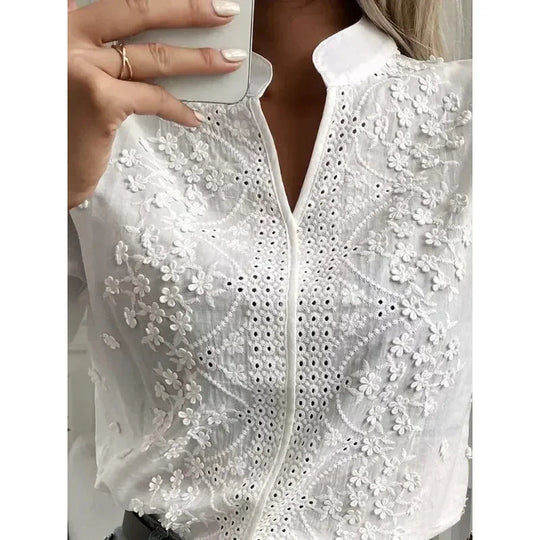 Ursela Embroidery V-Neck Blouse