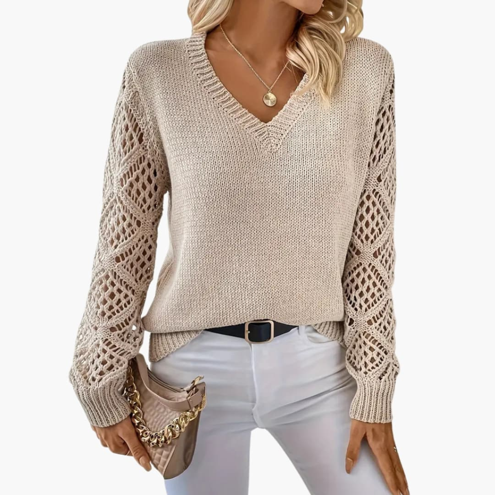 Celoura Fine Knit V-Neck Sweater