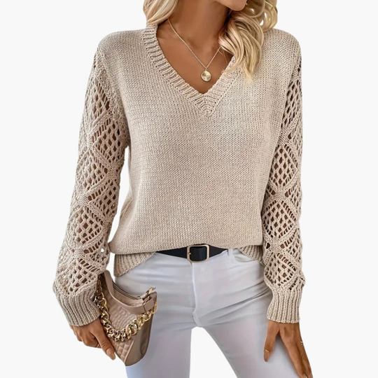 Celoura Fine Knit V-Neck Sweater