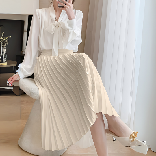 Rosavelle Satin Pleated High Waist Skirt