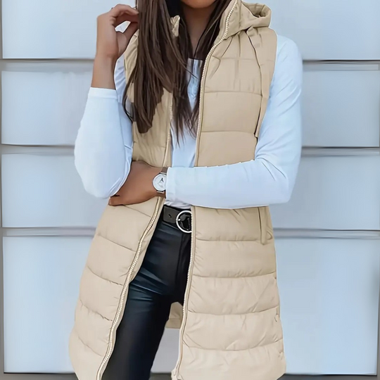 Betty Sleeveless Hooded Long Coat