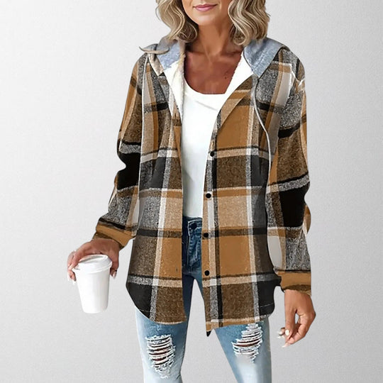 Vienne Hooded Checkered Cardigan