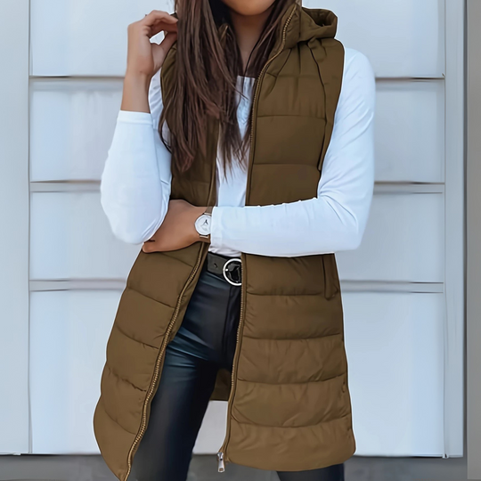 Betty Sleeveless Hooded Long Coat