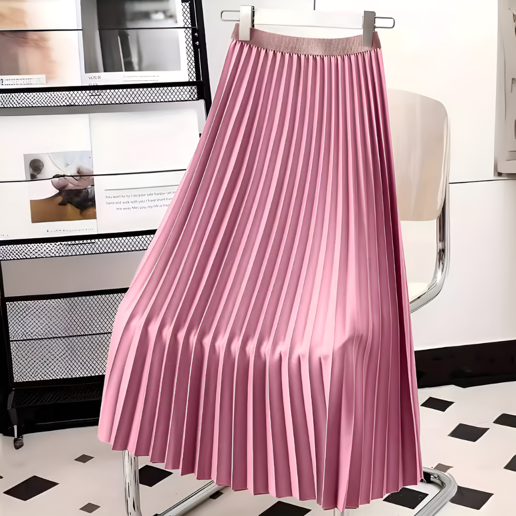Rosavelle Satin Pleated High Waist Skirt