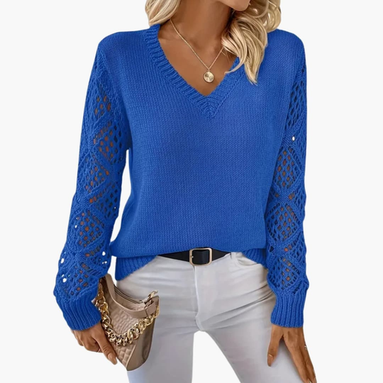 Celoura Fine Knit V-Neck Sweater