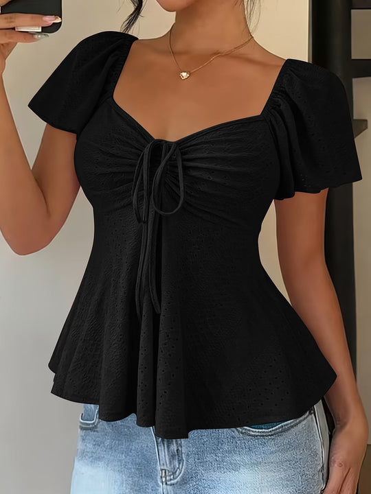 Ismerie Breathable V-Neck Drawstring Top