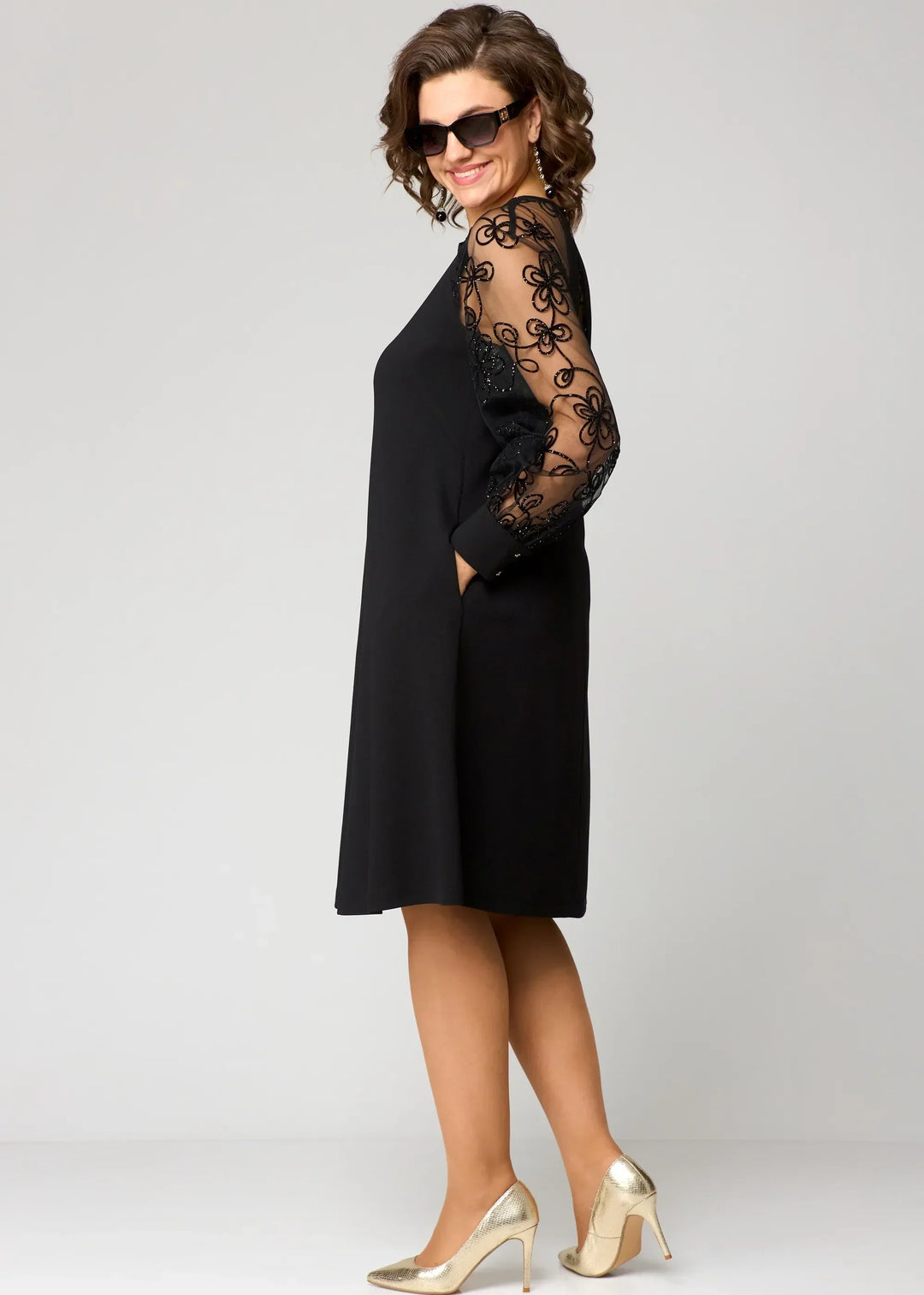 Celeste Floral Sleeve Lace Midi Dress
