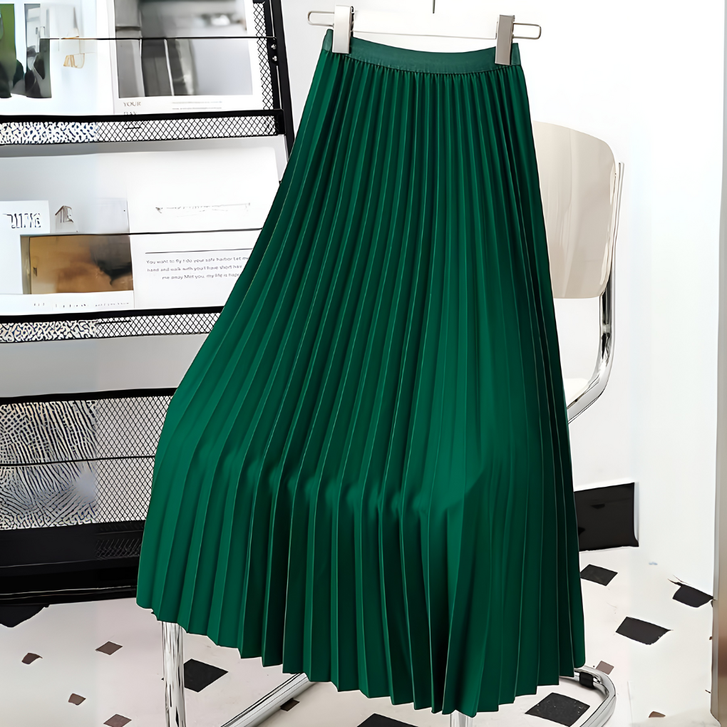 Rosavelle Satin Pleated High Waist Skirt