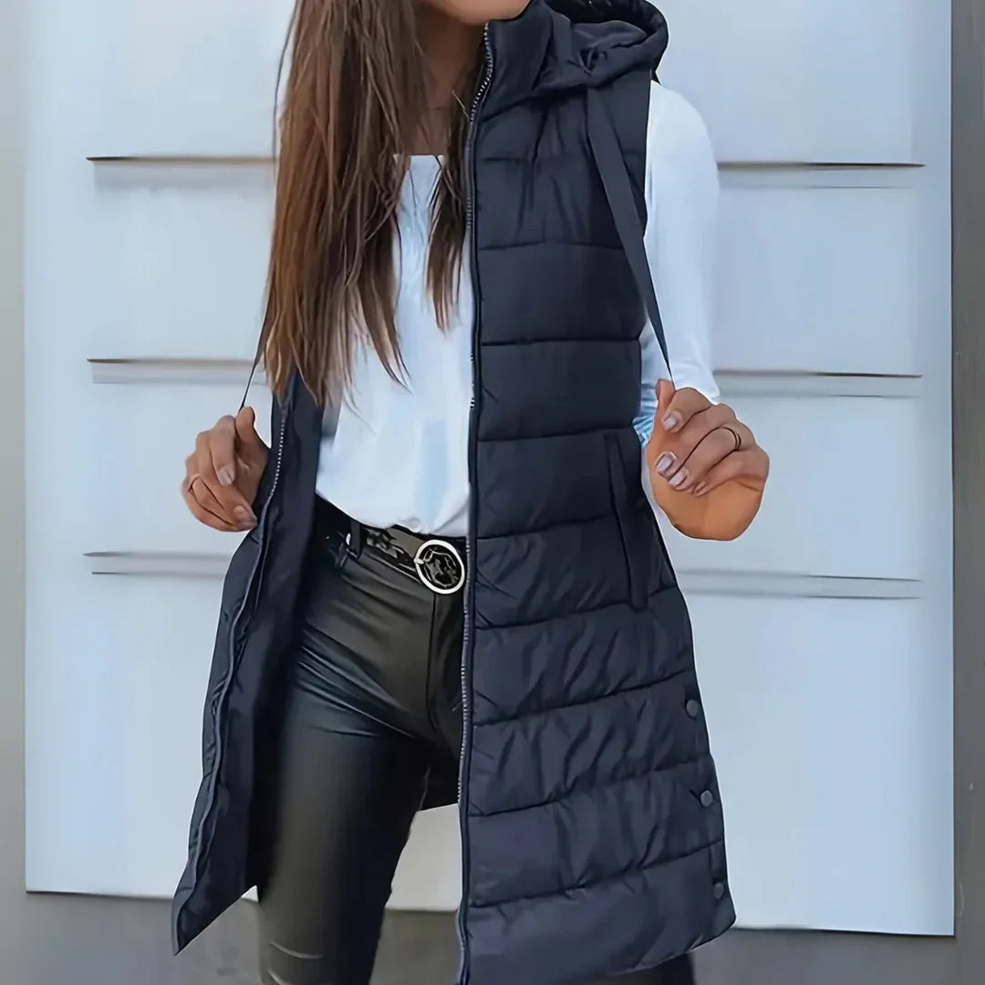 Betty Sleeveless Hooded Long Coat