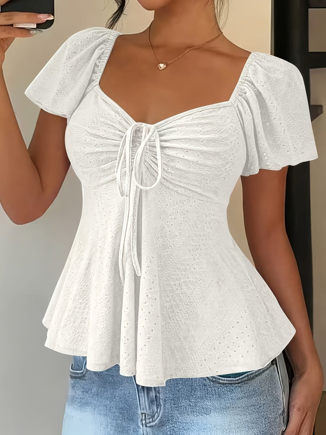 Ismerie Breathable V-Neck Drawstring Top