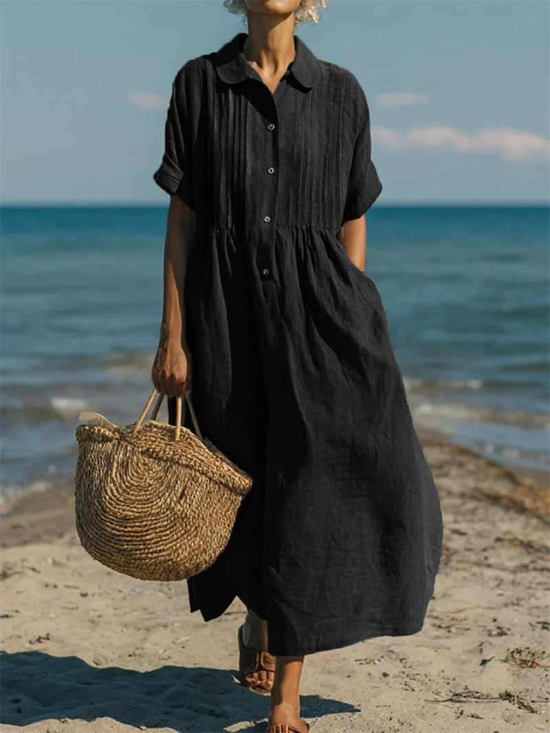 Sophia Collared Button Maxi Dress