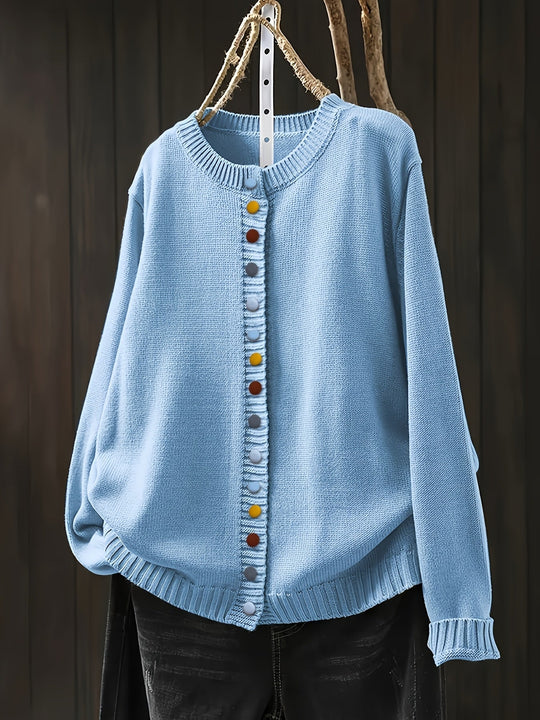 Vivian Decorative Button Design Cardigan
