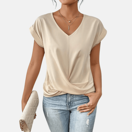 Alice V-Neck Draped Hem Blouse