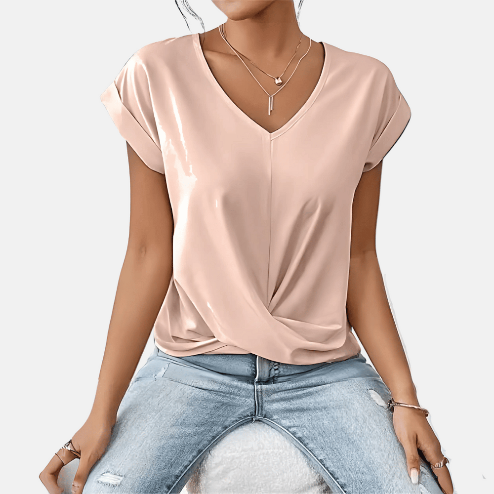 Alice V-Neck Draped Hem Blouse