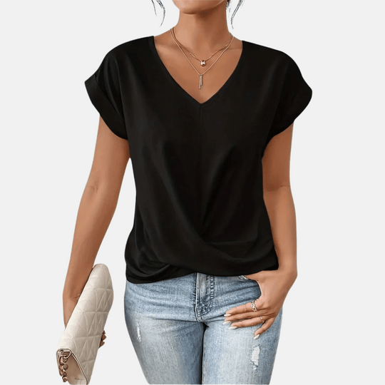 Alice V-Neck Draped Hem Blouse