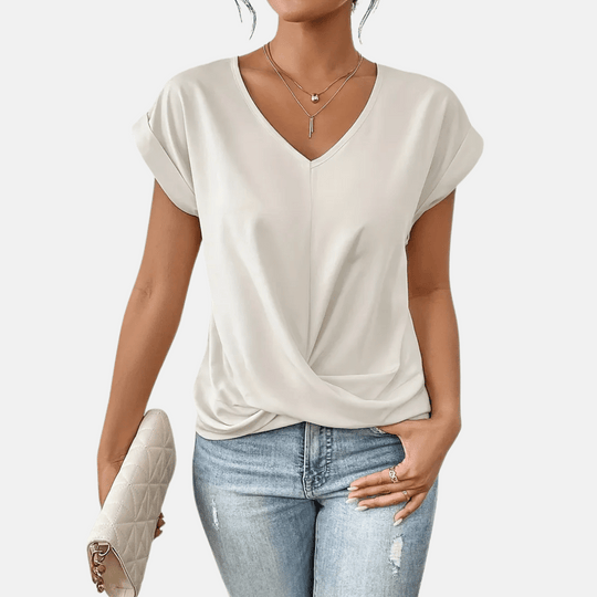 Alice V-Neck Draped Hem Blouse